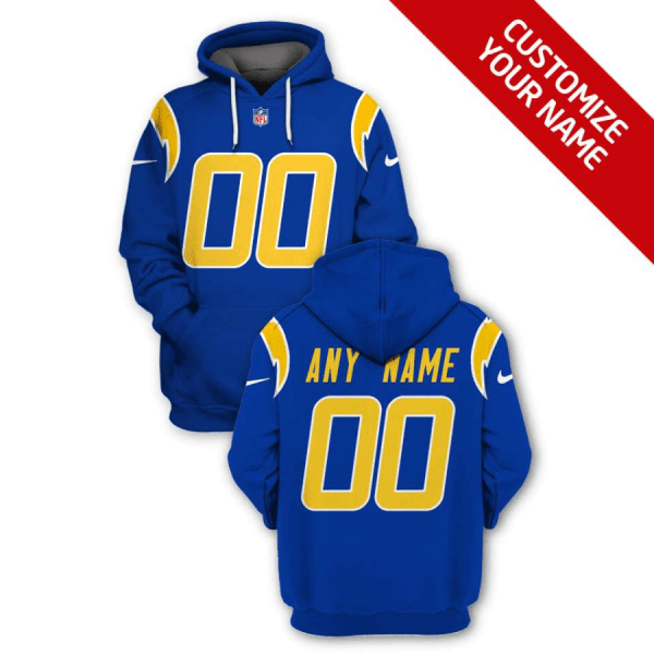 Men's Los Angeles Chargers Active Player Custom 2021 Royal Pullover Hoodie